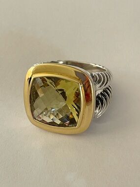 David Yurman, Sterling &  18k gold classic 14mm lemon citrine Albion ring